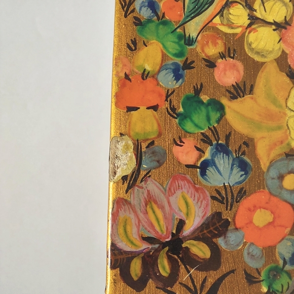 Kashmir Hand Painted Laquer Paper Mache Trinket Box Made in India - Picture 8 of 11